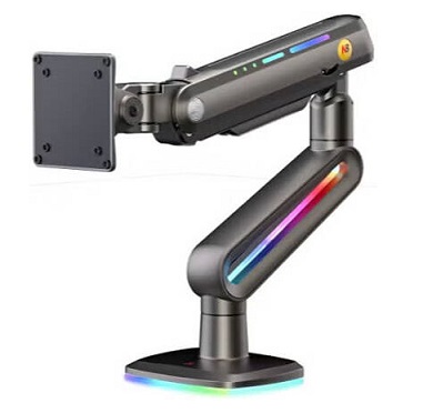 זרוע שולחנית דו מפרקית הידראולית למסכי גיימינג ומסכים כבדים כולל תאורה 32 עד 60 אינץ' משקל עד 20 קילו אורך עד 62 ס''מ גובה מירבי 49 ס''מ North Bayou NB F6-G RGB Gaming Monitor Arm Hydraulic Double-Jointed Desktop Arm 32 Inches to 60 Inches Heavy Duty Weight up to 20kg Matte Charcoal